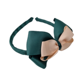 School Woven Double Cherish Bow Headband School Uniform Headband Hair Accessories Pinkberry Kisses Hunter Green Peach