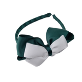 School Woven Double Cherish Bow Headband School Uniform Headband Hair Accessories Pinkberry Kisses Hunter Green White