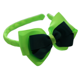 School Woven Double Cherish Bow Headband School Uniform Headband Hair Accessories Pinkberry Kisses Key Lime Hunter Green