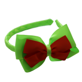 School Woven Double Cherish Bow Headband School Uniform Headband Hair Accessories Pinkberry Kisses Key Lime Autumn Orange