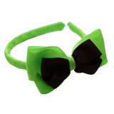 School Woven Double Cherish Bow Headband School Uniform Headband Hair Accessories Pinkberry Kisses Key Lime Brown