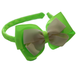 School Woven Double Cherish Bow Headband School Uniform Headband Hair Accessories Pinkberry Kisses Key Lime Cream