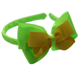 School Woven Double Cherish Bow Headband School Uniform Headband Hair Accessories Pinkberry Kisses Key Lime Daffodil Yellow