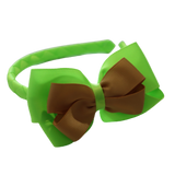 School Woven Double Cherish Bow Headband School Uniform Headband Hair Accessories Pinkberry Kisses Key Lime Gold