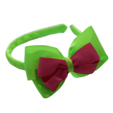 School Woven Double Cherish Bow Headband School Uniform Headband Hair Accessories Pinkberry Kisses Key Lime Hot Pink