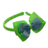 School Woven Double Cherish Bow Headband School Uniform Headband Hair Accessories Pinkberry Kisses Key Lime Light Blue