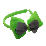 School Woven Double Cherish Bow Headband School Uniform Headband Hair Accessories Pinkberry Kisses Key Lime Light Grey