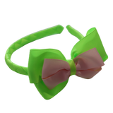 School Woven Double Cherish Bow Headband School Uniform Headband Hair Accessories Pinkberry Kisses Key Lime Light Pink