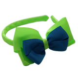 School Woven Double Cherish Bow Headband School Uniform Headband Hair Accessories Pinkberry Kisses Key Lime Methyl Blue