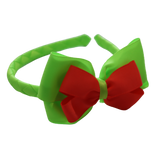 School Woven Double Cherish Bow Headband School Uniform Headband Hair Accessories Pinkberry Kisses Key Lime Neon Orange