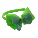 School Woven Double Cherish Bow Headband School Uniform Headband Hair Accessories Pinkberry Kisses Key Lime Pastel Green 