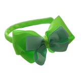 School Woven Double Cherish Bow Headband School Uniform Headband Hair Accessories Pinkberry Kisses Key Lime Pastel Green