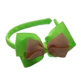School Woven Double Cherish Bow Headband School Uniform Headband Hair Accessories Pinkberry Kisses Key Lime Peach