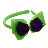 School Woven Double Cherish Bow Headband School Uniform Headband Hair Accessories Pinkberry Kisses Key Lime Purple