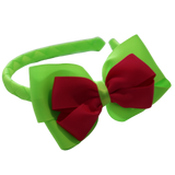 School Woven Double Cherish Bow Headband School Uniform Headband Hair Accessories Pinkberry Kisses Key Lime Shocking Pink
