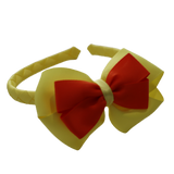 School Woven Double Cherish Bow Headband School Uniform Headband Hair Accessories Pinkberry Kisses Lemon Yellow Autumn Orange 
