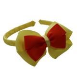 School Woven Double Cherish Bow Headband School Uniform Headband Hair Accessories Pinkberry Kisses Lemon Yellow Autumn Orange