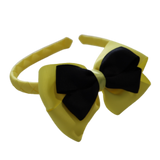 School Woven Double Cherish Bow Headband School Uniform Headband Hair Accessories Pinkberry Kisses Lemon Yellow Black
