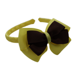School Woven Double Cherish Bow Headband School Uniform Headband Hair Accessories Pinkberry Kisses Lemon Yellow Brown