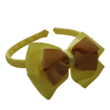 School Woven Double Cherish Bow Headband School Uniform Headband Hair Accessories Pinkberry Kisses Lemon Yellow Gold