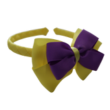 School Woven Double Cherish Bow Headband School Uniform Headband Hair Accessories Pinkberry Kisses Lemon Yellow Grape