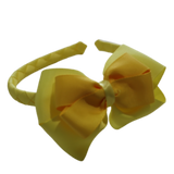 School Woven Double Cherish Bow Headband School Uniform Headband Hair Accessories Pinkberry Kisses Lemon Yellow Mazie Yellow