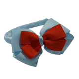 School Woven Double Cherish Bow Headband School Uniform Headband Hair Accessories Pinkberry Kisses Light Blue Autumn Orange