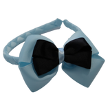 School Woven Double Cherish Bow Headband School Uniform Headband Hair Accessories Pinkberry Kisses Light Blue Black
