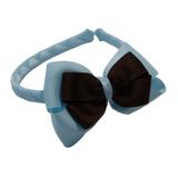 School Woven Double Cherish Bow Headband School Uniform Headband Hair Accessories Pinkberry Kisses Light Blue Brown