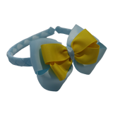 School Woven Double Cherish Bow Headband School Uniform Headband Hair Accessories Pinkberry Kisses Light Blue Daffodil Yellow