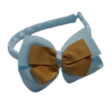 School Woven Double Cherish Bow Headband School Uniform Headband Hair Accessories Pinkberry Kisses Light Blue Gold