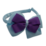 School Woven Double Cherish Bow Headband School Uniform Headband Hair Accessories Pinkberry Kisses Light Blue Grape 