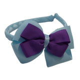 School Woven Double Cherish Bow Headband School Uniform Headband Hair Accessories Pinkberry Kisses Light Blue Grape