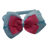 School Woven Double Cherish Bow Headband School Uniform Headband Hair Accessories Pinkberry Kisses Light Blue Hot Pink