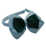 School Woven Double Cherish Bow Headband School Uniform Headband Hair Accessories Pinkberry Kisses Light Blue Hunter Green