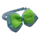 School Woven Double Cherish Bow Headband School Uniform Headband Hair Accessories Pinkberry Kisses Light Blue Key Lime