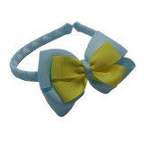 School Woven Double Cherish Bow Headband School Uniform Headband Hair Accessories Pinkberry Kisses Light Blue Lemon 
