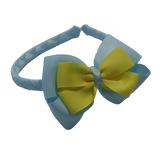 School Woven Double Cherish Bow Headband School Uniform Headband Hair Accessories Pinkberry Kisses Light Blue Lemon