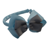 School Woven Double Cherish Bow Headband School Uniform Headband Hair Accessories Pinkberry Kisses Light Blue Light Grey