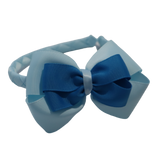 School Woven Double Cherish Bow Headband School Uniform Headband Hair Accessories Pinkberry Kisses Light Blue Methyl Blue 
