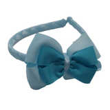 School Woven Double Cherish Bow Headband School Uniform Headband Hair Accessories Pinkberry Kisses Light Blue Misty Turquoise