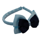 School Woven Double Cherish Bow Headband School Uniform Headband Hair Accessories Pinkberry Kisses Light Blue Navy Blue