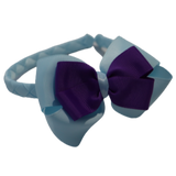 School Woven Double Cherish Bow Headband School Uniform Headband Hair Accessories Pinkberry Kisses Light Blue Purple