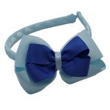School Woven Double Cherish Bow Headband School Uniform Headband Hair Accessories Pinkberry Kisses Light Blue Royal Blue 