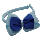 School Woven Double Cherish Bow Headband School Uniform Headband Hair Accessories Pinkberry Kisses Light Blue Royal Blue
