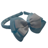 School Woven Double Cherish Bow Headband School Uniform Headband Hair Accessories Pinkberry Kisses Light Blue White