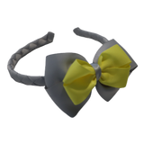 School Woven Double Cherish Bow Headband School Uniform Headband Hair Accessories Pinkberry Kisses Light Grey lemon