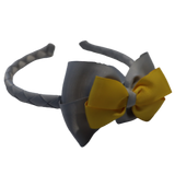 School Woven Double Cherish Bow Headband School Uniform Headband Hair Accessories Pinkberry Kisses Light Grey Maize Yellow