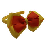 School Woven Double Cherish Bow Headband School Uniform Headband Hair Accessories Pinkberry Kisses Maize Yellow Autumn Orange