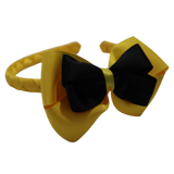 School Woven Double Cherish Bow Headband School Uniform Headband Hair Accessories Pinkberry Kisses Maize Yellow Black 